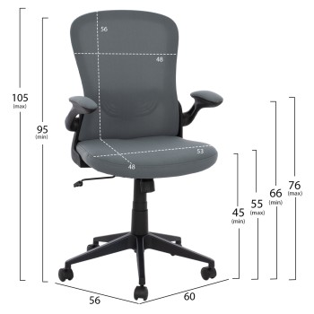 Office Chair FB91178.10, black frame, grey mesh fabric, 60x56x105 Office Chair FB91178.10, black frame, grey mesh fabric, 60x56x105