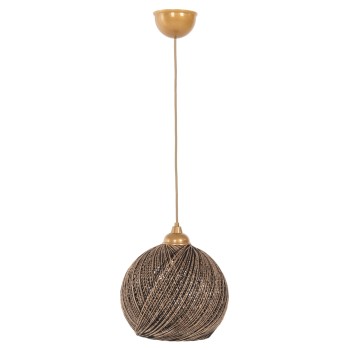 CEILING PENDANT LAMP INDOORS FB97645.01, GOLD BLACK KNITTED ROPE, D24x69 cm.