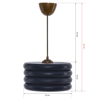 CEILING PENDANT FK7655.03, CHARCOAL GREY WOODEN RINGS, Φ23x57