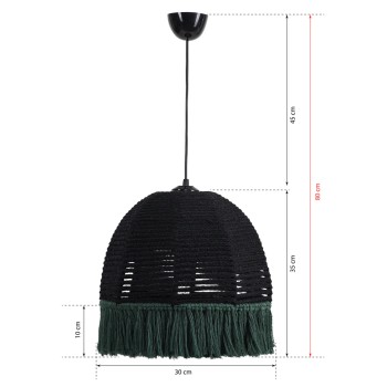 CEILING PENDANT FK7654.01, BLACK-CYPRESS GREEN ROPE, Φ30x80