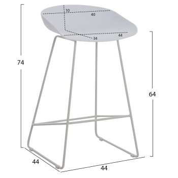 BAR STOOL FK9299.01, WHITE, MEDIUM HEIGHT, 44x44x74 BAR STOOL FK9299.01, WHITE, MEDIUM HEIGHT, 44x44x74