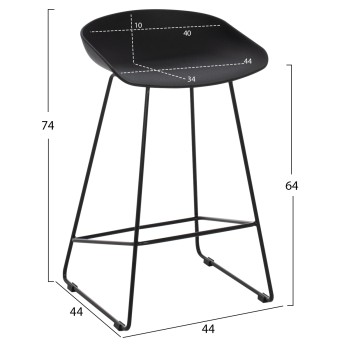 BAR STOOL FK9299.02, BLACK, MEDIUM HEIGHT, 44x44x74 BAR STOOL FK9299.02, BLACK, MEDIUM HEIGHT, 44x44x74