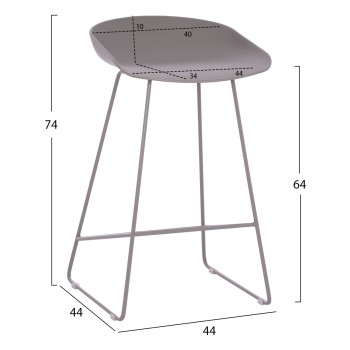 BAR STOOL FK9299.10, GREY, MEDIUM HEIGHT, 44x44x74 BAR STOOL FK9299.10, GREY, MEDIUM HEIGHT, 44x44x74