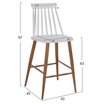 BAR STOOL FK9300.01 WHITE MEDIUM HEIGHT 43x45x97Η BAR STOOL FK9300.01 WHITE MEDIUM HEIGHT 43x45x97Η