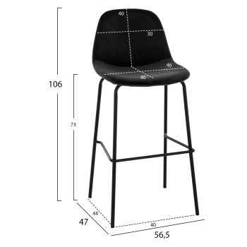 STOOL VINCENT FK8579.14, VELVET BLACK, METAL FRAME 56,5x47x106 cm. STOOL VINCENT FK8579.14, VELVET BLACK, METAL FRAME 56,5x47x106 cm.