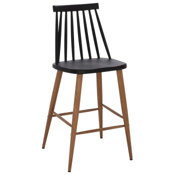 BAR STOOL FK9300.02 BLACK NATURAL 43x45x97Η