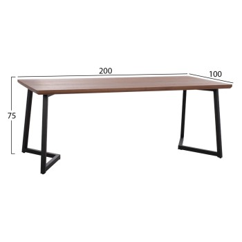 DINING TABLE JAY FK9304.02 MDF TOP WALNUT VENEER METAL LEGS 200x100x75H