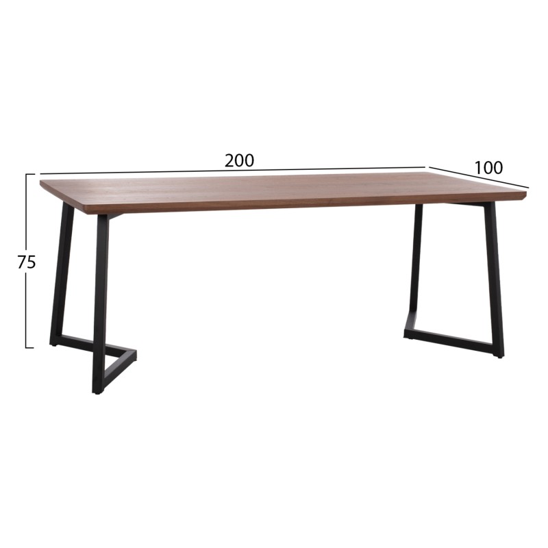 DINING TABLE JAY FK9304.02 MDF TOP WALNUT VENEER METAL LEGS 200x100x75H DINING TABLE JAY FK9304.02 MDF TOP WALNUT VENEER METAL LEGS 200x100x75H