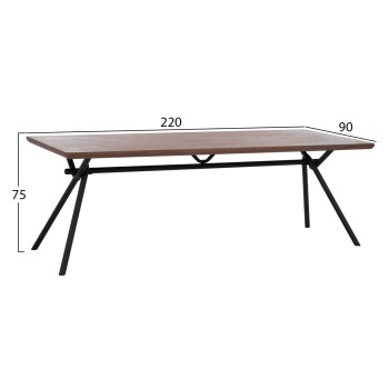 DINING TABLE MANDY FK9303.02 MDF TOP WITH WALNUT WOOD VENEER METAL LEGS 220x90x75H