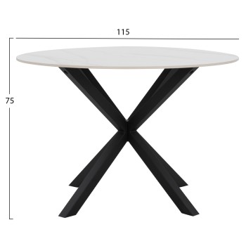 DINING TABLE ROUND SYNTEC FK9309.02 SINTERED STONE WHITE METAL LEGS Φ115x75H DINING TABLE ROUND SYNTEC FK9309.02 SINTERED STONE WHITE METAL LEGS Φ115x75H