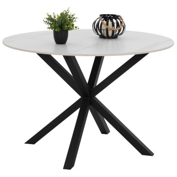 DINING TABLE ROUND SYNTEC FK9309.02 SINTERED STONE WHITE METAL LEGS Φ115x75H