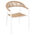 ARMCHAIR ALUMINUM GRET FK5854.01 WHITE WITH BEIGE PE RATTAN 56x55.5x78H ARMCHAIR ALUMINUM GRET FK5854.01 WHITE WITH BEIGE PE RATTAN 56x55.5x78H