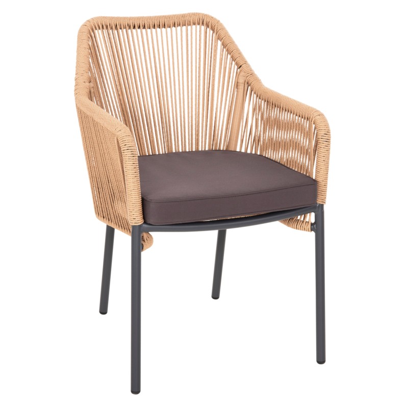 ARMCHAIR ALUMINUM LOKKI FK5855.02 CHARCOAL GREY WITH WICKER ROPE PE 56x66x82 ARMCHAIR ALUMINUM LOKKI FK5855.02 CHARCOAL GREY WITH WICKER ROPE PE 56x66x82