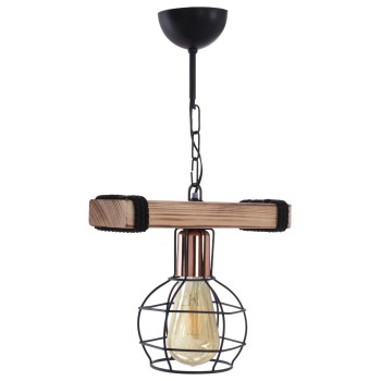CEILING PENDANT WITH WOOD AND METAL GRID 30x16x50Hcm.FK7680.01