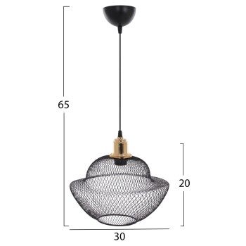 CEILING PENDANT BLACK METAL MESHES MODERN STYLE Φ30x65Hcm.FK7690.01 CEILING PENDANT BLACK METAL MESHES MODERN STYLE Φ30x65Hcm.FK7690.01