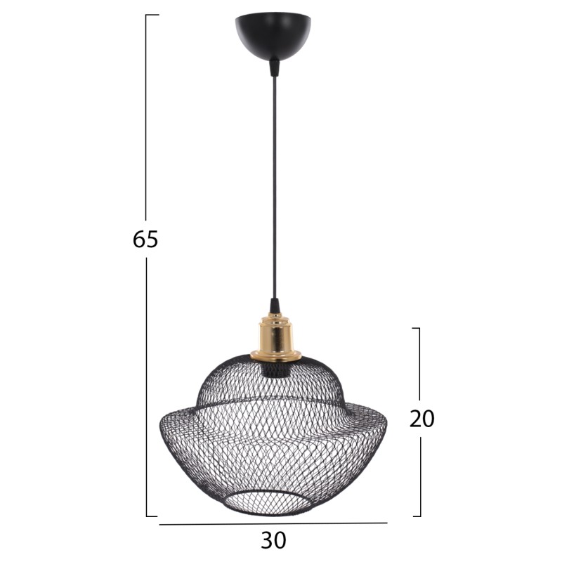 CEILING PENDANT BLACK METAL MESHES MODERN STYLE Φ30x65Hcm.FK7690.01 CEILING PENDANT BLACK METAL MESHES MODERN STYLE Φ30x65Hcm.FK7690.01