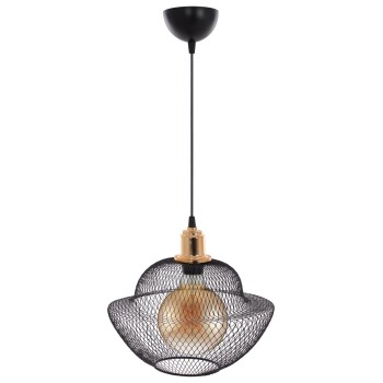 CEILING PENDANT BLACK METAL MESHES MODERN STYLE Φ30x65Hcm.FK7690.01