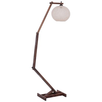 FLOOR STANDING LAMP MODULAR WALNUT WITH SPHERICAL CAP ROPE 40x30x160Yεκ.FK7701.01