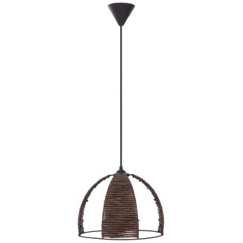 CEILING PENDANT METAL CAP WITH WOODEN STRIPS Φ30x83Hcm.FK7703.01