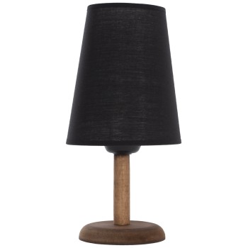 TABLE LAMP WALNUT COLOR WOOD WITH CYLINDRICAL BLACK CAP Φ15x34Hcm.FK7692.01