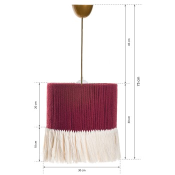 CEILING PENDANT FK7653.06, MAROON-WHITE, ROPE, Φ30x80H