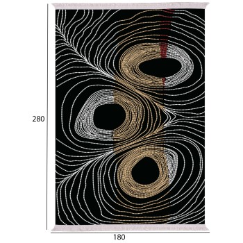 LIVING ROOM CARPET JOSIANE WITH FRINGES FK7723.27 180X280 BLACK-GOLD-GREY