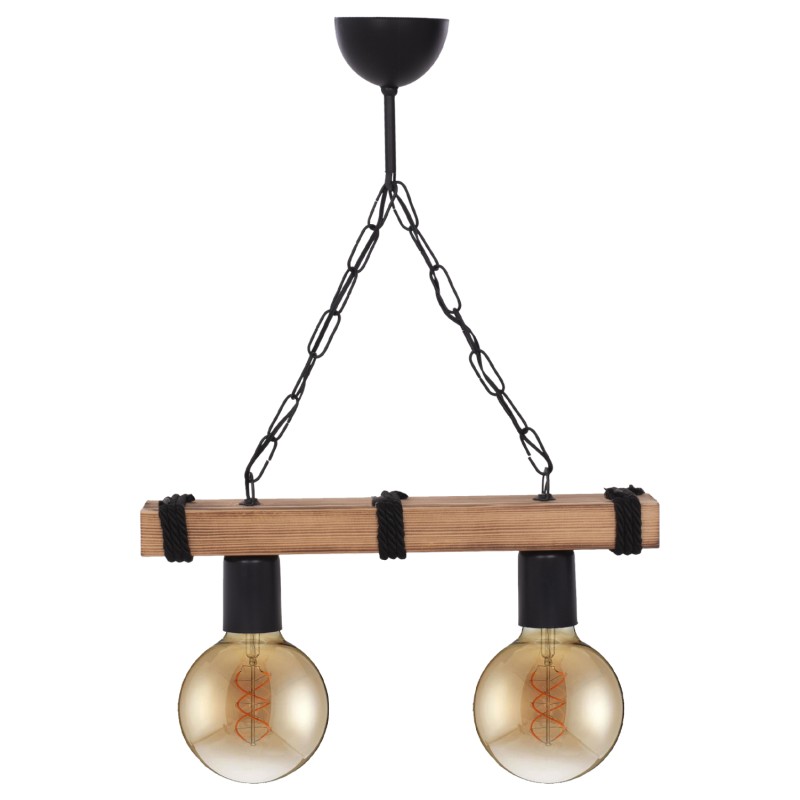 CEILING PENDANT TWO-LIGHT WITH CHAIN AND WOODEN PLANK 40x10x45Hcm.FK7698.01 CEILING PENDANT TWO-LIGHT WITH CHAIN AND WOODEN PLANK 40x10x45Hcm.FK7698.01