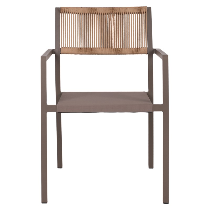 ARMCHAIR ALUMINUM PROFESSIONAL CHAMPAGNE-COLORED WITH PE RATTAN BACK FK5893.03 55.5x58.5x83 cm. ARMCHAIR ALUMINUM PROFESSIONAL CHAMPAGNE-COLORED WITH PE RATTAN BACK FK5893.03 55.5x58.5x83 cm.