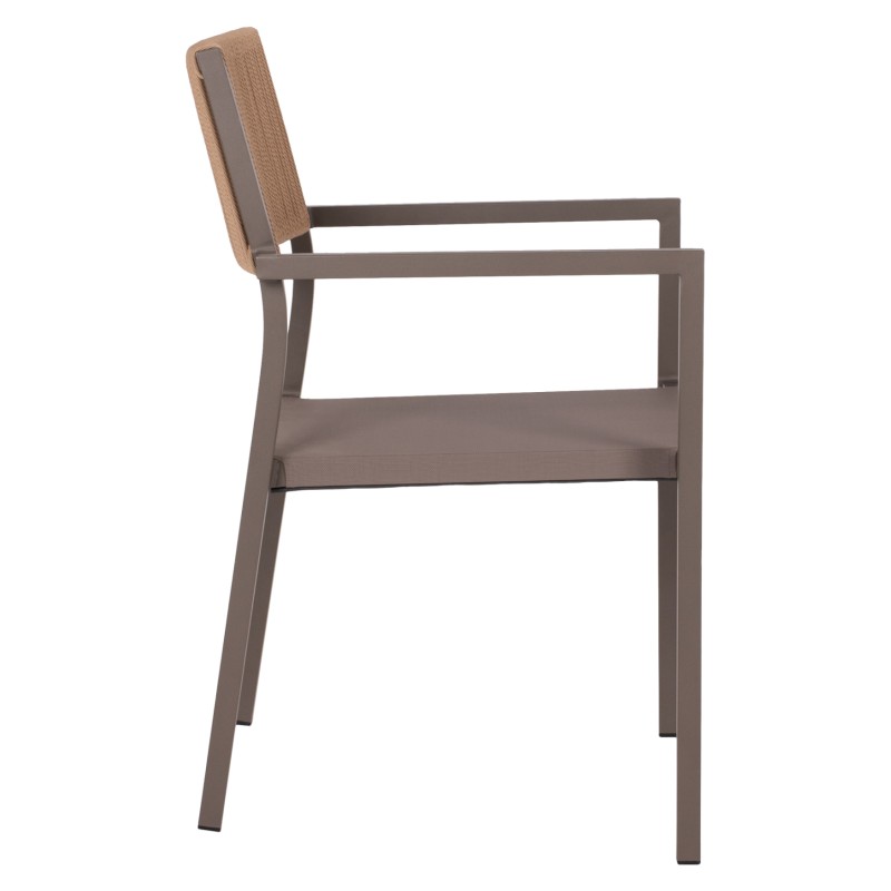 ARMCHAIR ALUMINUM PROFESSIONAL CHAMPAGNE-COLORED WITH PE RATTAN BACK FK5893.03 55.5x58.5x83 cm. ARMCHAIR ALUMINUM PROFESSIONAL CHAMPAGNE-COLORED WITH PE RATTAN BACK FK5893.03 55.5x58.5x83 cm.