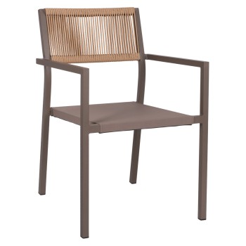 ARMCHAIR ALUMINUM PROFESSIONAL CHAMPAGNE-COLORED WITH PE RATTAN BACK FK5893.03 55.5x58.5x83 cm.