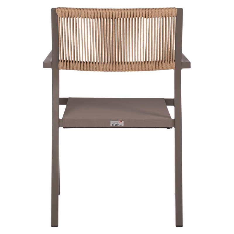 ARMCHAIR ALUMINUM PROFESSIONAL CHAMPAGNE-COLORED WITH PE RATTAN BACK FK5893.03 55.5x58.5x83 cm. ARMCHAIR ALUMINUM PROFESSIONAL CHAMPAGNE-COLORED WITH PE RATTAN BACK FK5893.03 55.5x58.5x83 cm.