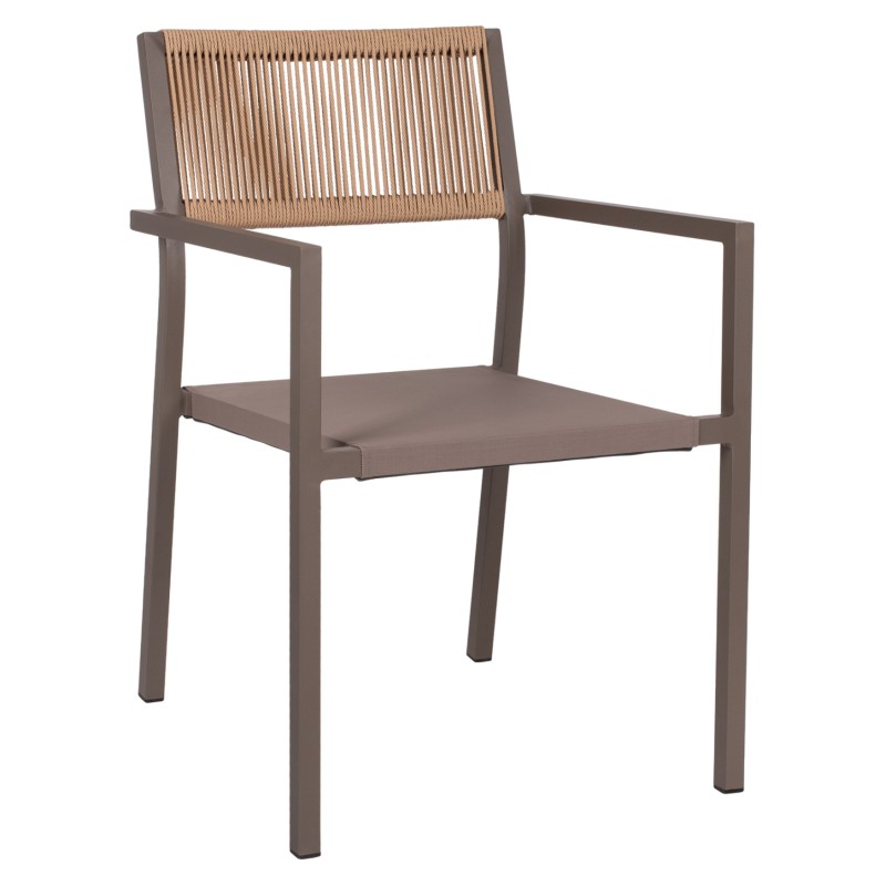 ARMCHAIR ALUMINUM PROFESSIONAL CHAMPAGNE-COLORED WITH PE RATTAN BACK FK5893.03 55.5x58.5x83 cm. ARMCHAIR ALUMINUM PROFESSIONAL CHAMPAGNE-COLORED WITH PE RATTAN BACK FK5893.03 55.5x58.5x83 cm.