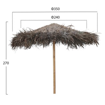 BEACH UMBRELLA TROPICAL WITH SUPPORT BEAMS Φ240x270Hcm.FK5897