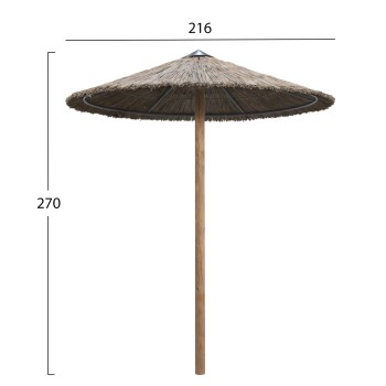 UMBRELLA WITH STRAW WOODEN POLE AND SUPPORT BEAMS Φ216x270H.FK5896 UMBRELLA WITH STRAW WOODEN POLE AND SUPPORT BEAMS Φ216x270H.FK5896