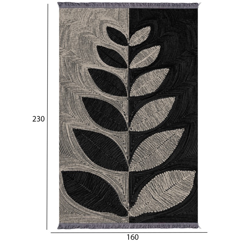 LIVING ROOM CARPET WITH FRINGES JOSIANE FK7675.40 BEIGE-BLACK 160X230 LIVING ROOM CARPET WITH FRINGES JOSIANE FK7675.40 BEIGE-BLACK 160X230