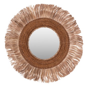 MIRROR ROUND WITH ABACA FIBERS FRAME NATURAL COLOR 110x5x110Hcm.FK7740