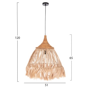 CEILING PENDANT WITH ABACA FIBERS CAP NATURAL COLOR Φ51x65-120Hcm.FK7752