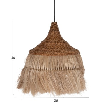 CEILING PENDANT WITH FRINGES MADE OF ABACA IN NATURAL COLOR 36x36x40Hcm.FK7753