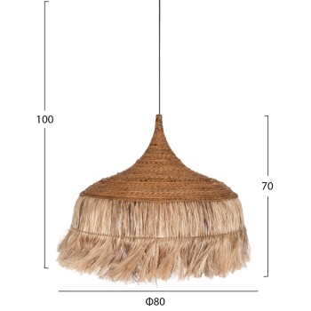 CEILING PENDANT WITH FRINGES MADE OF ABACA IN NATURAL COLOR 80x80x70Hcm.FK7755