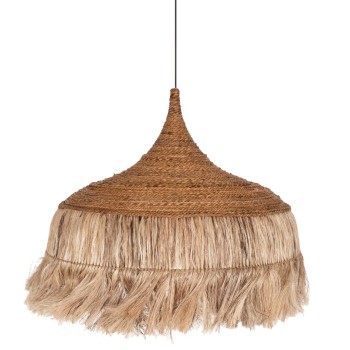 CEILING PENDANT WITH FRINGES MADE OF ABACA IN NATURAL COLOR 80x80x70Hcm.FK7755