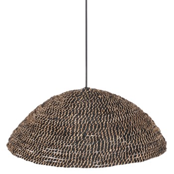 CEILING PENDANT MADE OF RECYCLED ABACA IN BLACK COLOR Φ49x15Hcm.FK7783