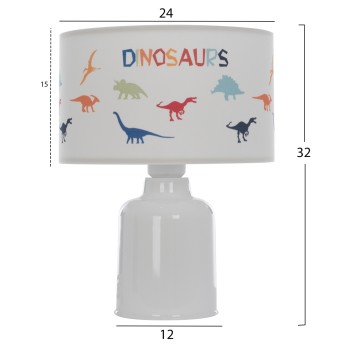 KID'S TABLE LAMP BALOO FK7577.05 FABRIC WITH DINOSAUR FIGURES ON THE CAP Φ24x32Hcm. KID'S TABLE LAMP BALOO FK7577.05 FABRIC WITH DINOSAUR FIGURES ON THE CAP Φ24x32Hcm.