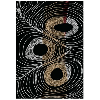 LIVING ROOM CARPET JOSIANE WITH FRINGES BLACK-GOLD-GREY 120X170εκ.FK7677.27