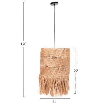 CEILING PENDANT CYLINDRICAL MADE OF ABACA IN NATURAL COLOR 35x35x50Hcm.FK7756