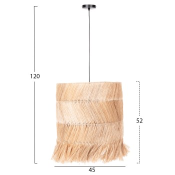 CEILING PENDANT WITH CYLINDRICAL CAP MADE OF ABACA FIBERS NATURAL COLOR Φ45x52-120Yεκ.FK7757