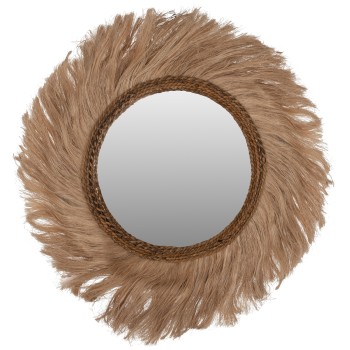 MIRROR ROUND WITH ABACA FIBERS FRAME NATURAL COLOR 90x4x90Hcm.FK7729