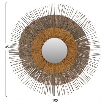 MIRROR WITH MENDONG GRASS FRAME NATURAL-GOLD COLOR Φ105cm. FK7798 MIRROR WITH MENDONG GRASS FRAME NATURAL-GOLD COLOR Φ105cm. FK7798