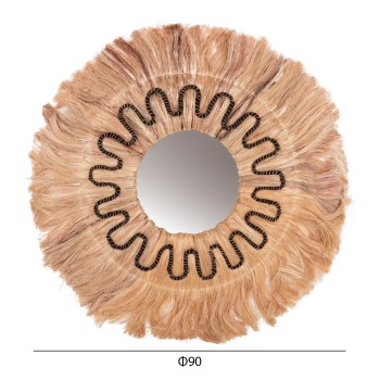 MIRROR ROUND WITH ABACA FIBERS FRAME IN NATURAL-BLACK 90x4x90Hcm.FK7750 MIRROR ROUND WITH ABACA FIBERS FRAME IN NATURAL-BLACK 90x4x90Hcm.FK7750