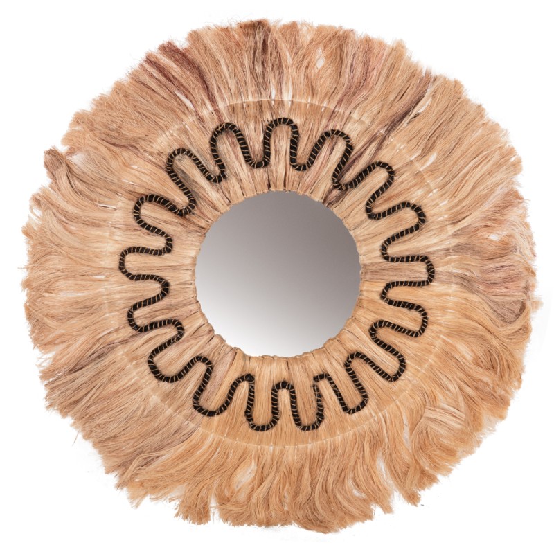 MIRROR ROUND WITH ABACA FIBERS FRAME IN NATURAL-BLACK 90x4x90Hcm.FK7750 MIRROR ROUND WITH ABACA FIBERS FRAME IN NATURAL-BLACK 90x4x90Hcm.FK7750