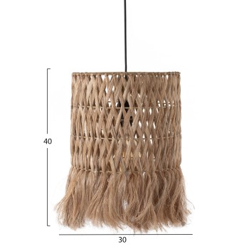CEILING PENDANT WITH CYLINDRICAL CAP MADE OF ABACA FIBERS IN NATURAL COLOR 30X30X40Hcm.FK7781